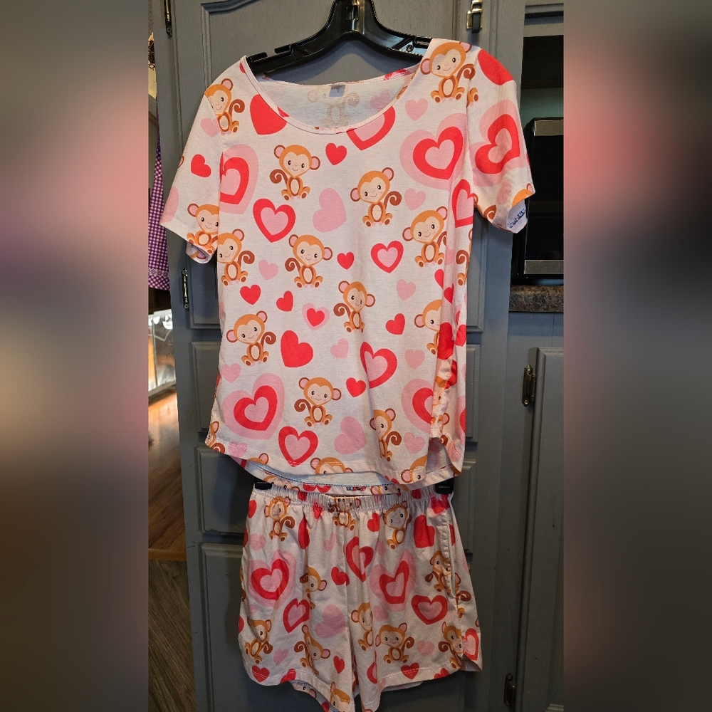 Adorable Monkey and Heart Kids Pajamas